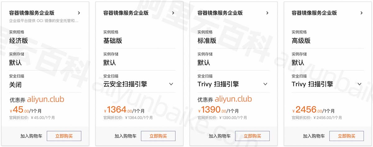 阿里云容器镜像服务企业版优惠价格